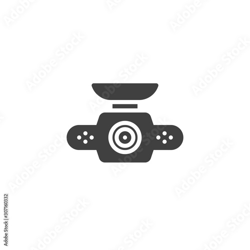 Car drive video recorder vector icon. filled flat sign for mobile concept and web design. Digital DVR camera glyph icon. Symbol, logo illustration. Vector graphics