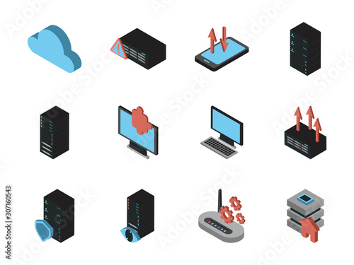 bundle of data server set icons
