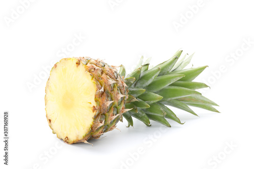 Half of pineapple isolated on white background