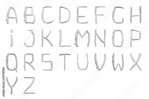 coral alphabet, latin letters from coral