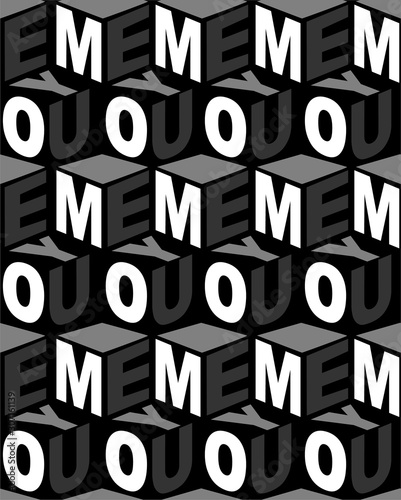 Stylish monotone black ,grey and white modern typo 3D in wording " ME and YOU" seamless pattern vector