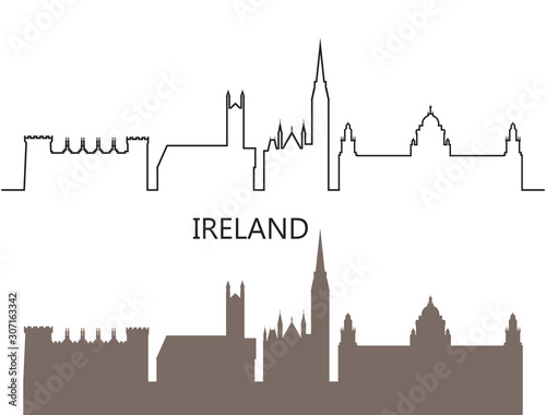 Canvas Print Ireland logo. Isolated Irish architecture on white background