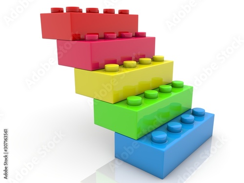 Five toy bricks in the form of steps
