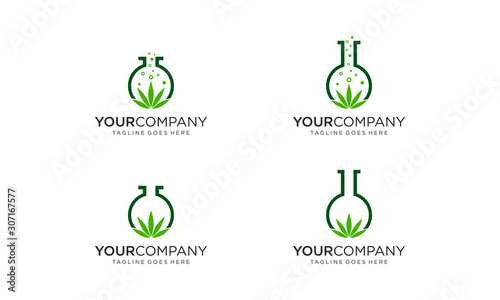 Cannabis lab science logo designs concept