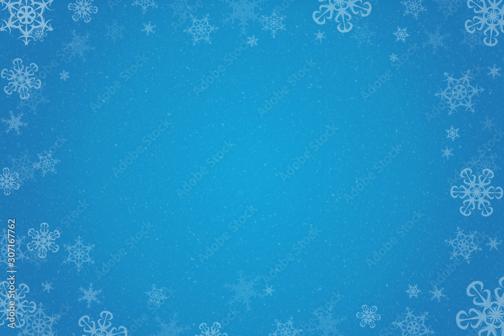 Christmas Background With Frame Of Snowflakes. Decorative Frame of snowflakes on the blue background. Christmas Background With Frame Of Snowflakes. Decorative Frame of snowflakes on the blue background.
