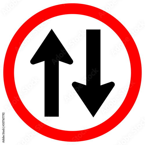 Two Way Traffic Road Sign, Vector Illustration, Isolate On White Background Label. EPS10