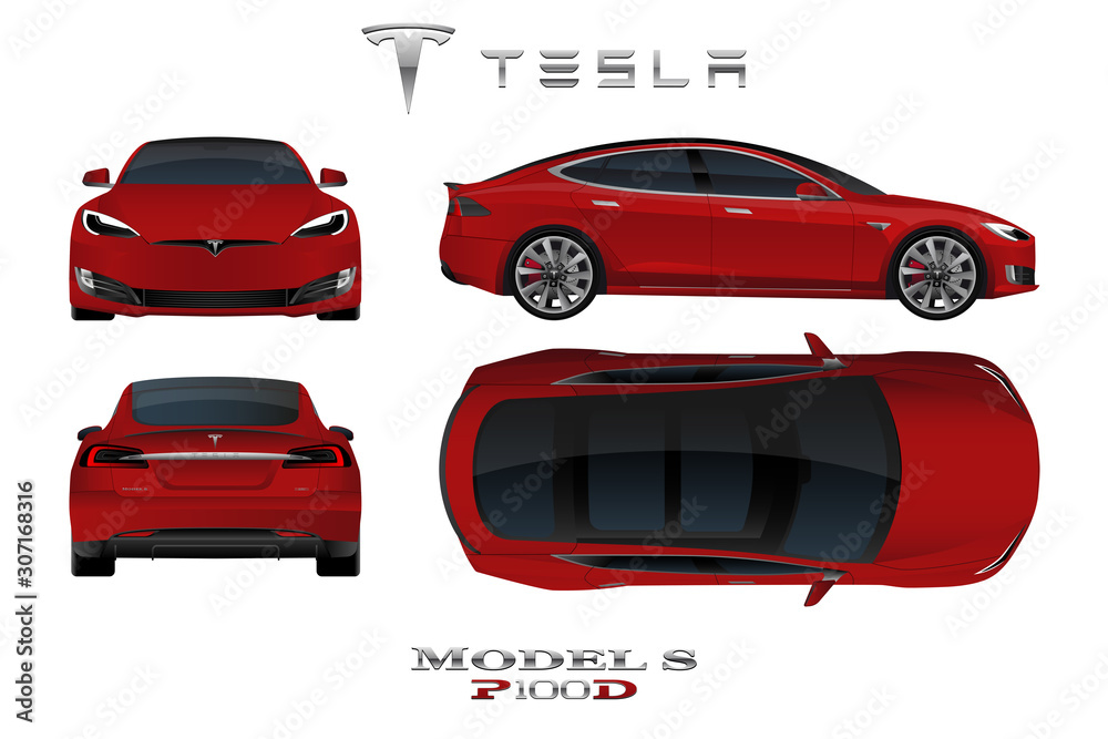 3/4 VIEW Tesla Model S 2016 Glossy Finish Car Mockup | lupon.gov.ph
