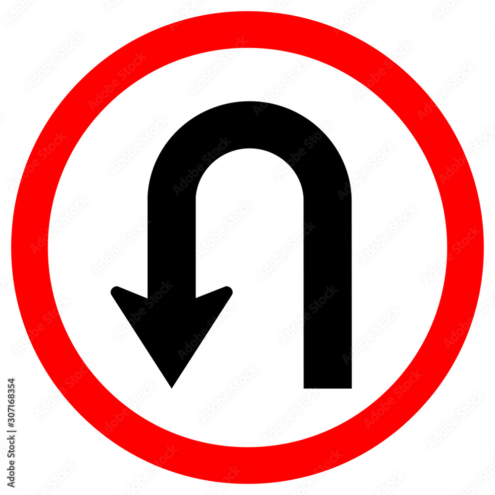 U-Turn Left Traffic Road Sign, Vector Illustration, Isolate On White Background Label .EPS10 U-Turn Left Traffic Road Sign, Vector Illustration, Isolate On White Background Label .EPS10