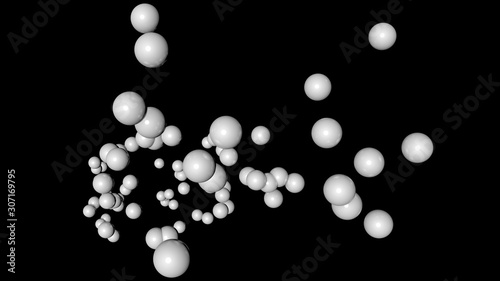 3d rendering of white flying sphere isolated on a black background © Archmotion.net