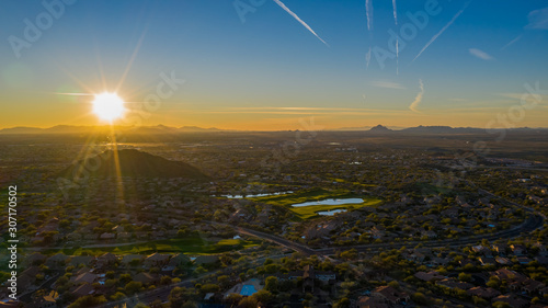 an aerial view of a golf community in Arizona.