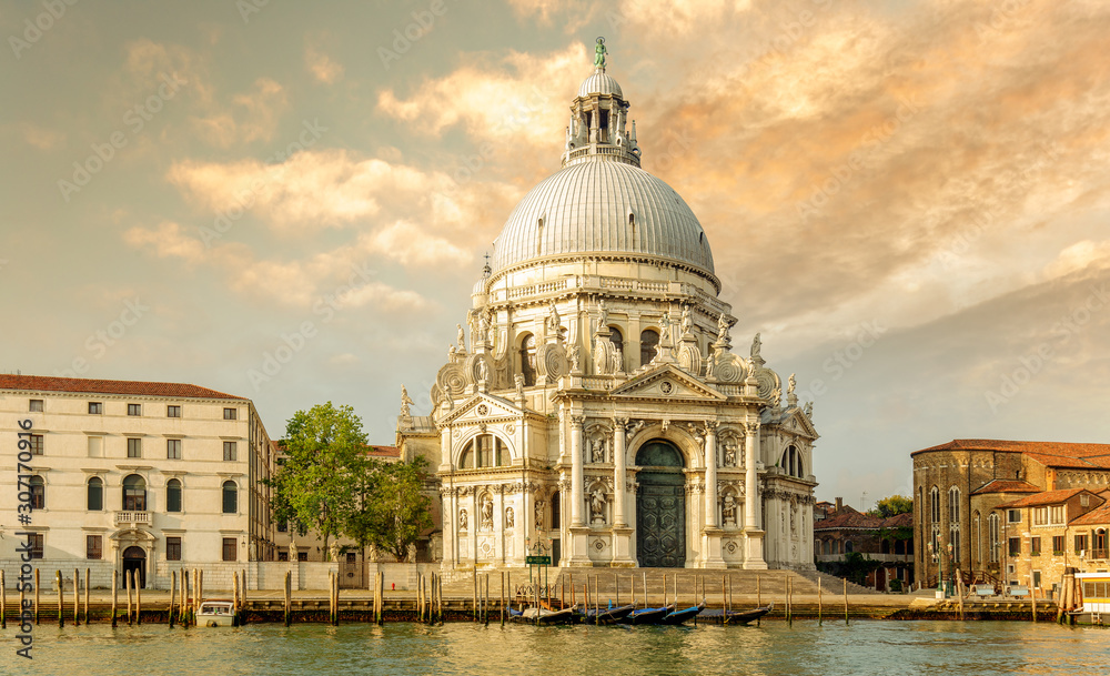 Basilica of Santa Maria della Salute on Grand Canal in summer, Venice, Italy