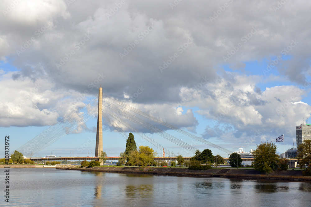 Fototapeta premium Vansu bridge, Riga, Latvia
