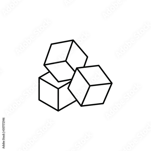 Sugar cubes icon design line style isolated on white background. Vector illustration