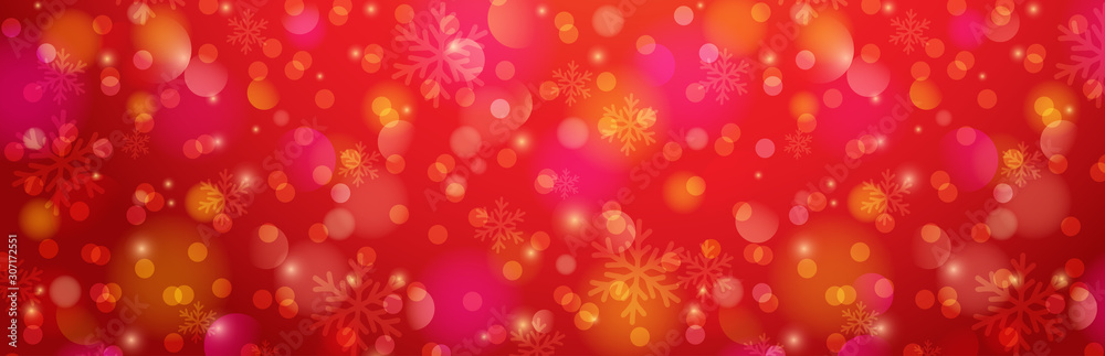 Red christmas banner with snowflakes. Merry Christmas and Happy New Year greeting banner. Horizontal new year background, headers, posters, cards, website.Vector illustration Red christmas banner with snowflakes. Merry Christmas and Happy New Year greeting banner. Horizontal new year background, headers, posters, cards, website.Vector illustration