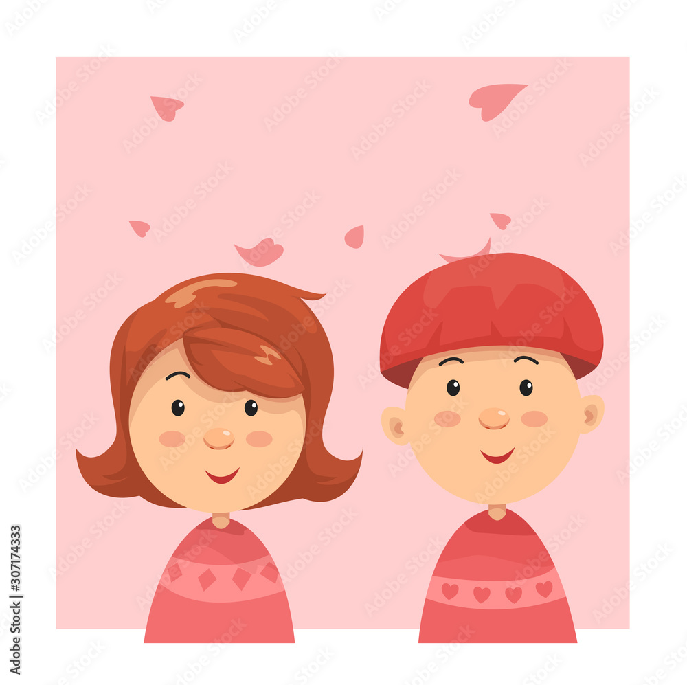 Cartoon Character of Boy and Girl for Valentine day Vector Illustration Cartoon Character of Boy and Girl for Valentine day Vector Illustration