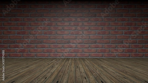 3d rendering of a brick wall frontal view studio