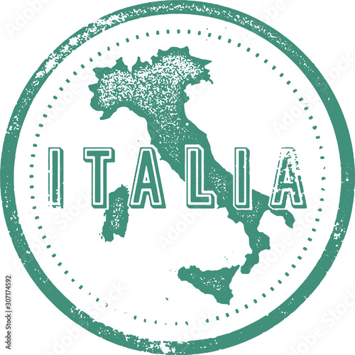 Vintage Italia Rubber Stamp featuring a Map of Italy