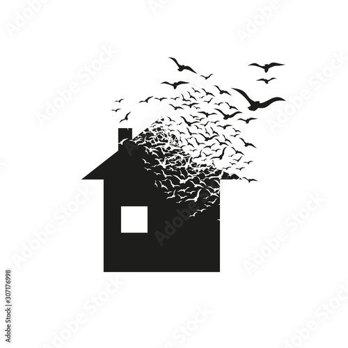 House with the effect of distraction. Dispersion. Birds