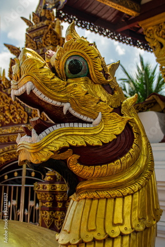 Dragon statue outside temple in Thailand