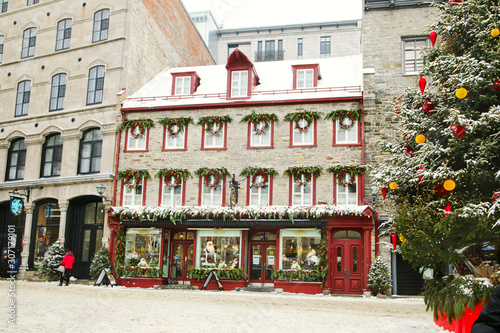 Quebec, Canada - December 21, 2016:  Rue du Petit-Champlain on 21 December, 2016 in Quebec City, Quebec, Canada. Historic District of Quebec City.