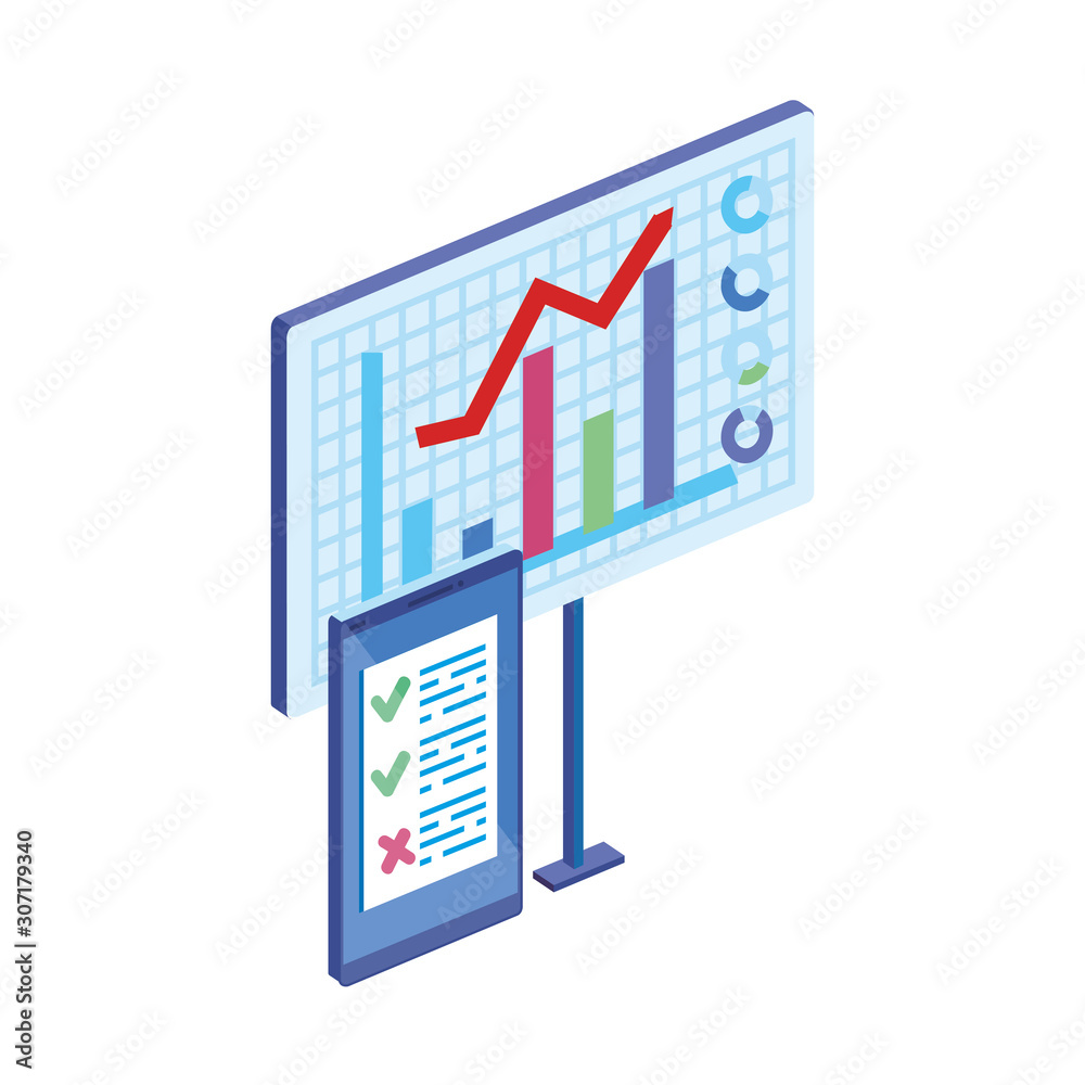 smartphone with infographic isolated icon vector illustration design smartphone with infographic isolated icon vector illustration design