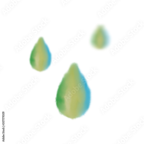 水彩で描いた水滴のイラスト