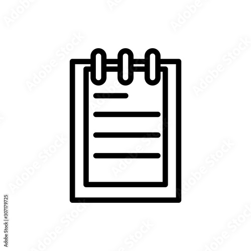 notepad outline icon. vector illustration. Isolated on white background.