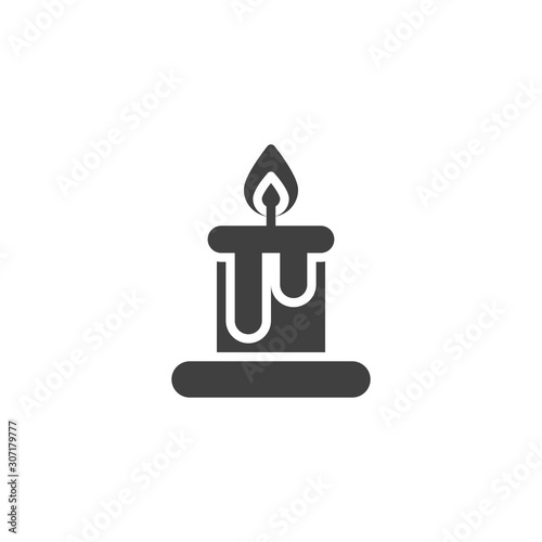 Candle light burn vector icon. filled flat sign for mobile concept and web design. Candle with burning candle wick glyph icon. Symbol, logo illustration. Vector graphics