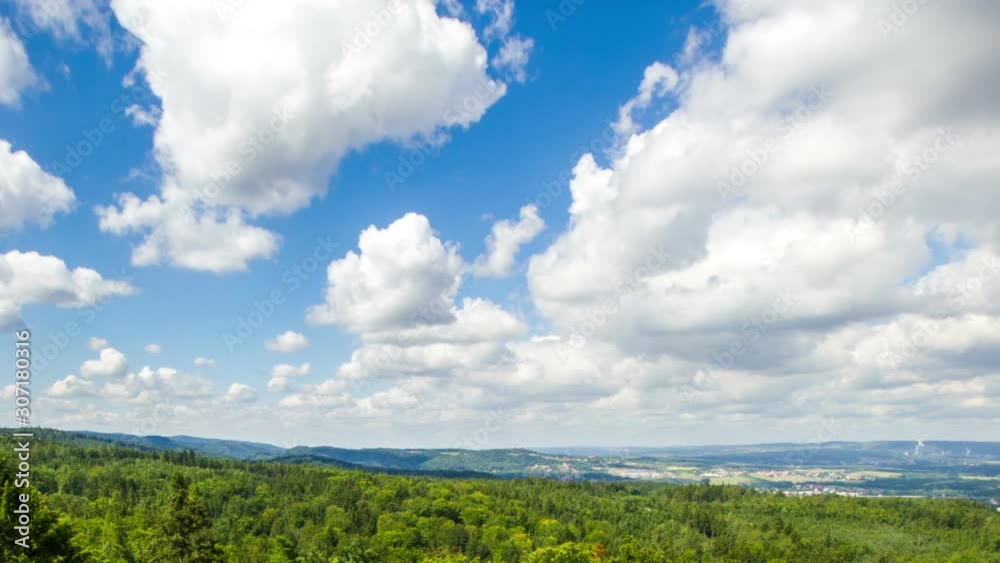 Aerial clouds panoramic timelapse. Karlovy Vary (Carlsbad) Czech Republic.	
