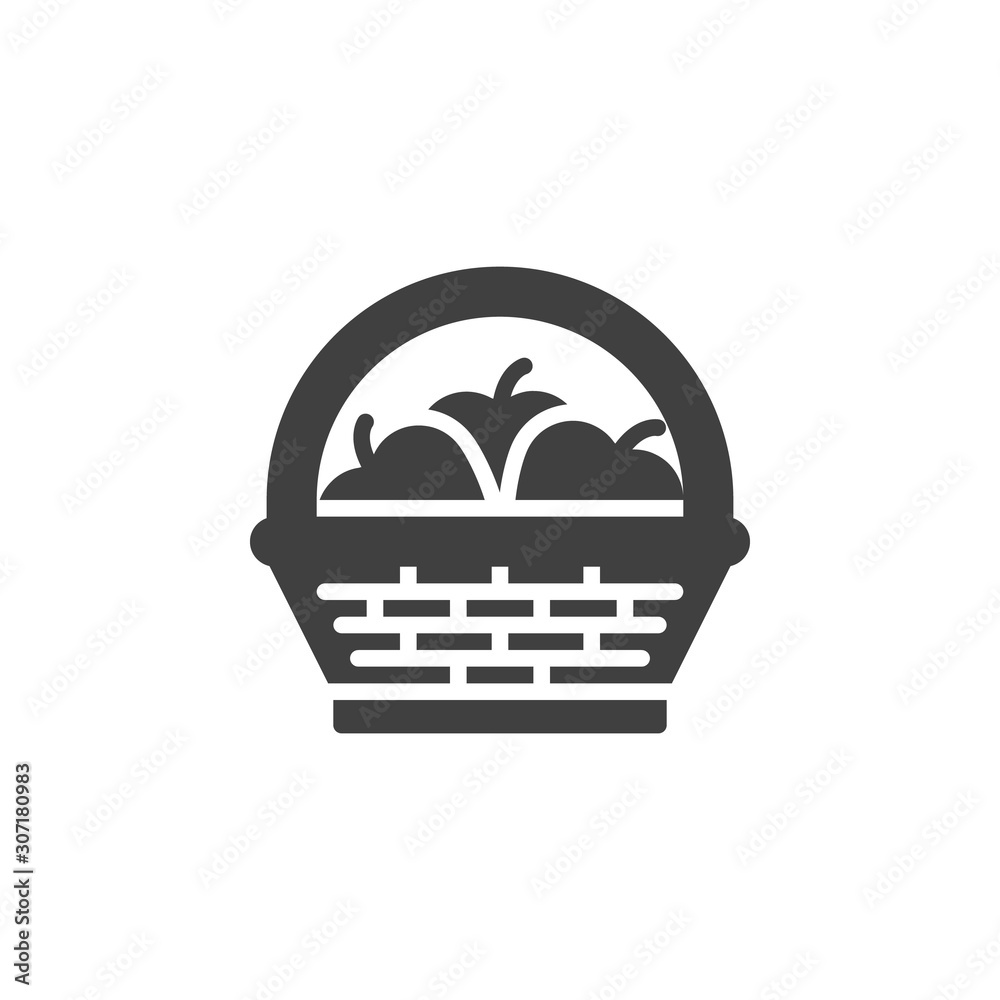 Fruit basket vector icon. filled flat sign for mobile concept and web  design. Wicker basket with apples glyph icon. Symbol, logo illustration.  Vector graphics Stock Vector | Adobe Stock