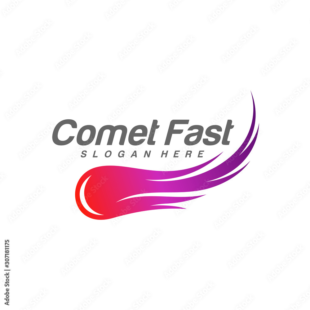 Obraz premium Comet Logo Vector, Comet Logo Design Template, Icon Symbol, Illustration