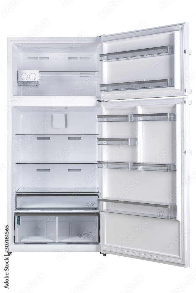 Refrigerator Isolated on White Background. Modern Kitchen and Domestic Major Appliances Refrigerator Isolated on White Background. Modern Kitchen and Domestic Major Appliances