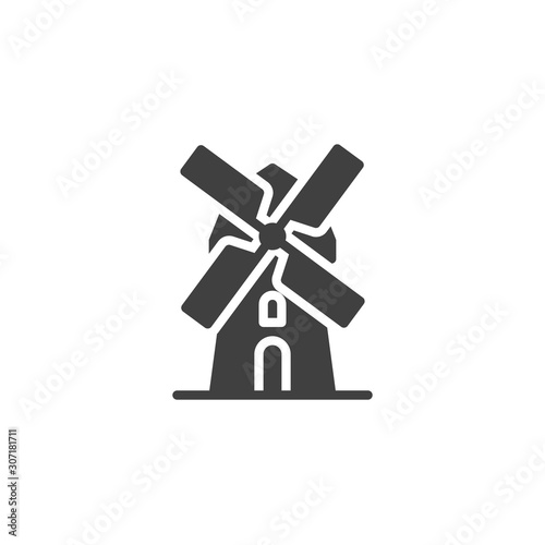 Windmill vector icon. filled flat sign for mobile concept and web design. Mill glyph icon. Symbol, logo illustration. Vector graphics