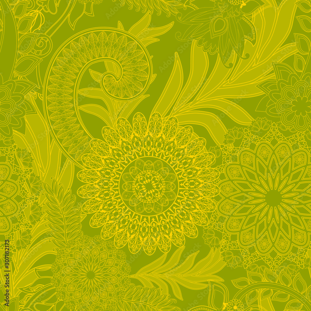 Monochrome seamless pattern with oriental ornaments Monochrome seamless pattern with oriental ornaments