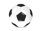 Traditional black and white soccer ball or football on a white background & small drop shadow and copy space  with clipping path , ighly detailed resolution for creative concept & spot,3d render