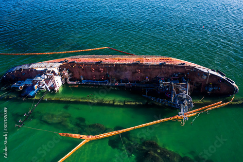 damaged sunken ship