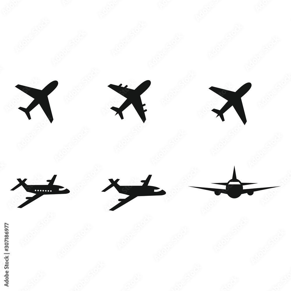 Fototapeta airplane icon set, vector illustration sign