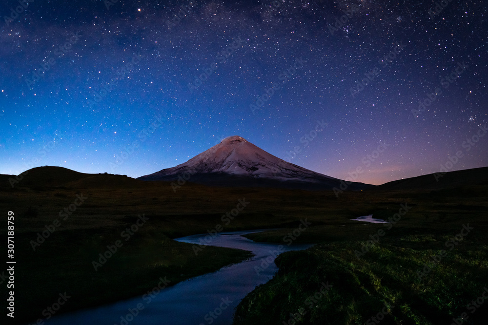 Cotopaxi volcano in the night