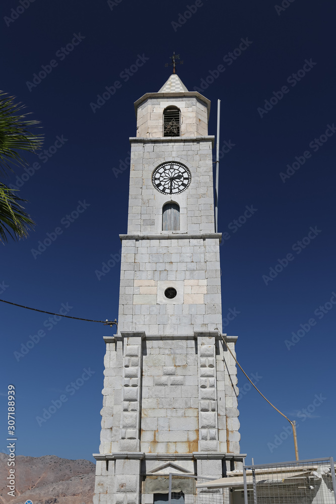 Clock Tower in Symi Island, Greece