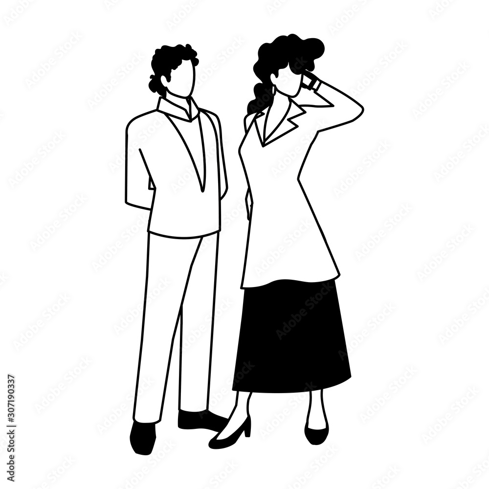 business couple standing on white background business couple standing on white background