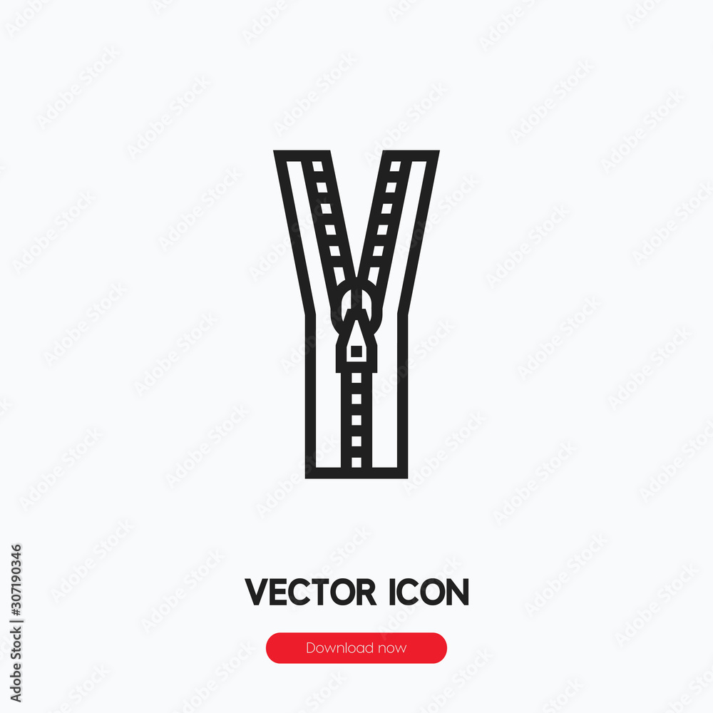 Zipper icon vector. Linear style sign for mobile concept and web design. Zip symbol illustration. Pixel vector graphics - Vector.	