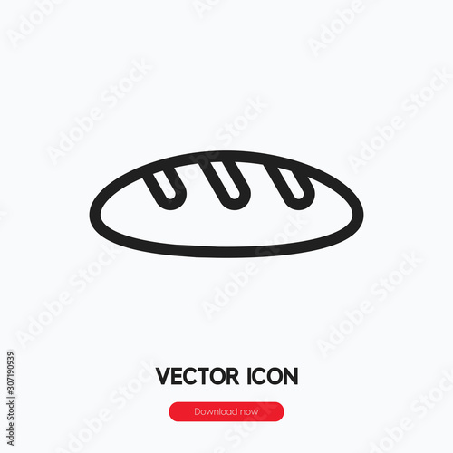 Bread icon vector. Linear style sign for mobile concept and web design. Bread symbol illustration. Pixel vector graphics - Vector. 
