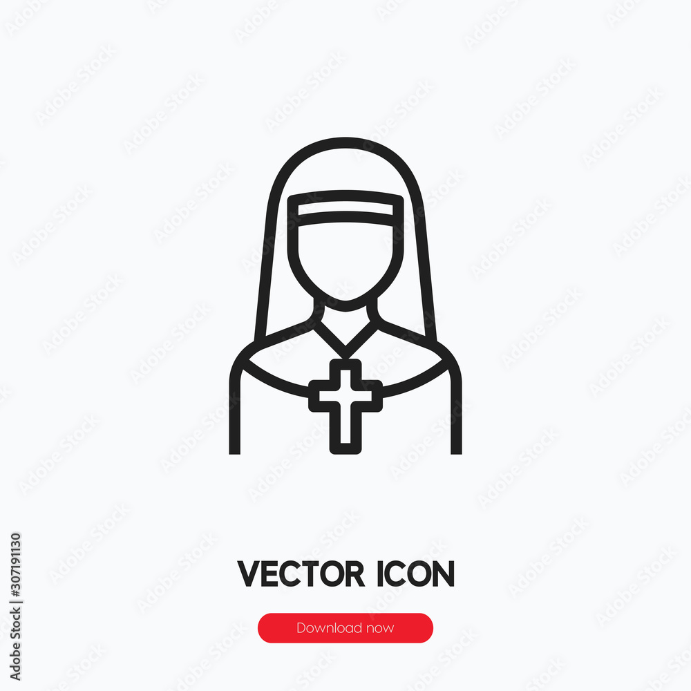 Obraz premium nun icon vector. Linear style sign for mobile concept and web design. nun symbol illustration. Pixel vector graphics - Vector. 