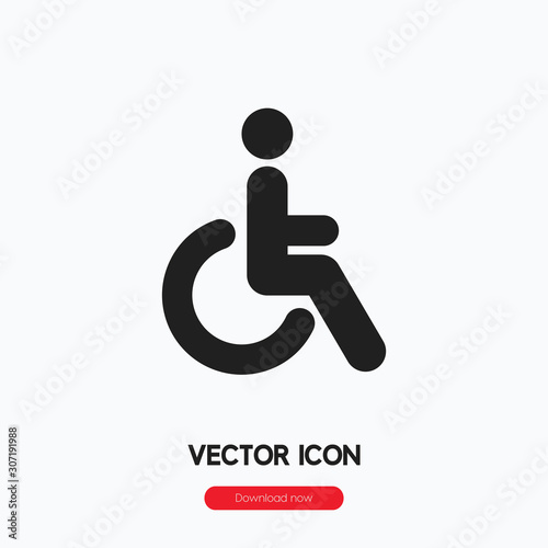  Handicapped icon vector. Linear style sign for mobile concept and web design. Wheelchair symbol illustration. Pixel vector graphics - Vector.