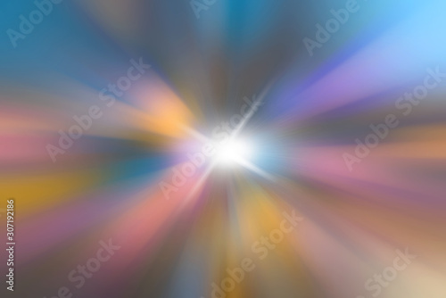 Abstract image. Rays of light from central point. Flash Light. Designer background.
