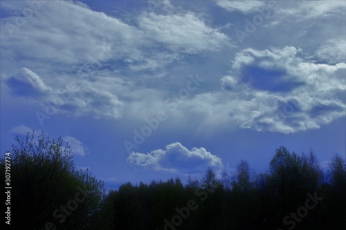 Beautiful clouds over the forest. Russia.