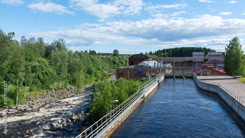 Hydroelectric power station in the city of Lyaskelya in Karelia