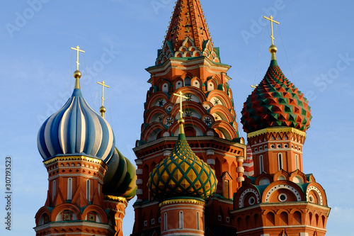 Multi-colored domes of the temple in Moscow