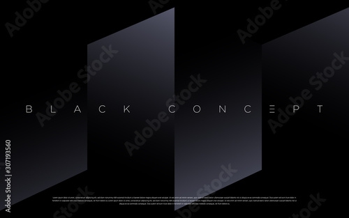 Minimalist black premium abstract background with luxury dark geometric elements. Exclusive wallpaper design for poster, brochure, presentation, website etc. - Vector EPS