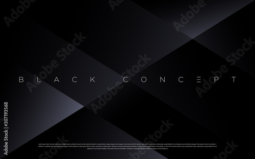 Minimalist black premium abstract background with luxury dark geometric elements. Exclusive wallpaper design for poster, brochure, presentation, website etc. - Vector EPS
